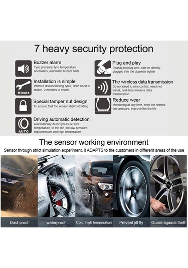 Dancemonkey Akıllı 4 Sensörlü Kablosuz Lastik Basınç Monitörü Ve Alarm 1 Adet 1 Adet