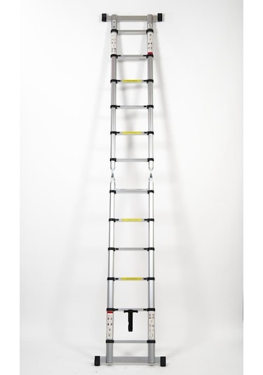Cardilife 190cm+190cm 6+6 Basamaklı A Tipi Açılır Teleskopik Alüminyum Merdiven 6+6