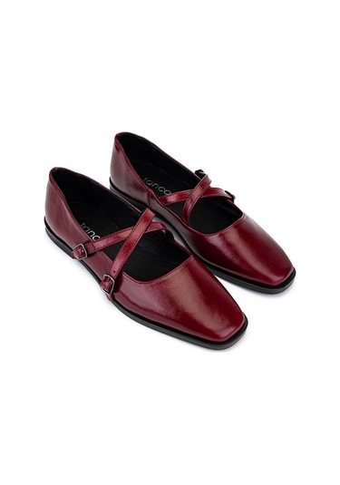 Tamer Tanca Kadın Hakiki Deri Bordo Rugan Babet Ayakkabı 1073 Yk7 Bn Ayk Sk25-26 Bordo Krsk Rgn Bordo