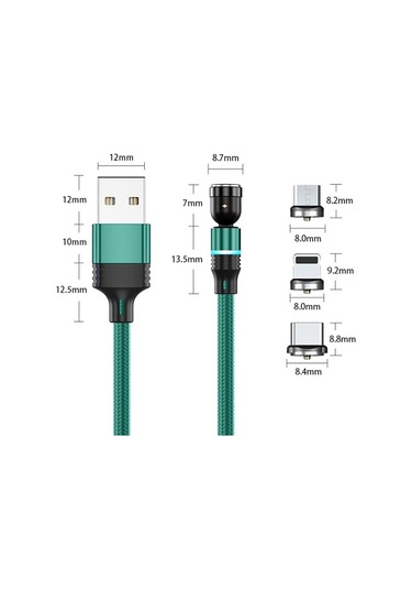 3-pack Magnetiska Usb-laddningskablar - Hållbar Flätad Nylon