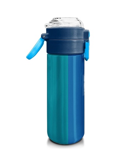 Coral High Kids Renkli Çizgili Desenli Pipetli Ve Direkt İçim Çelik Termos 500 Ml 31879 Çam Yeşili