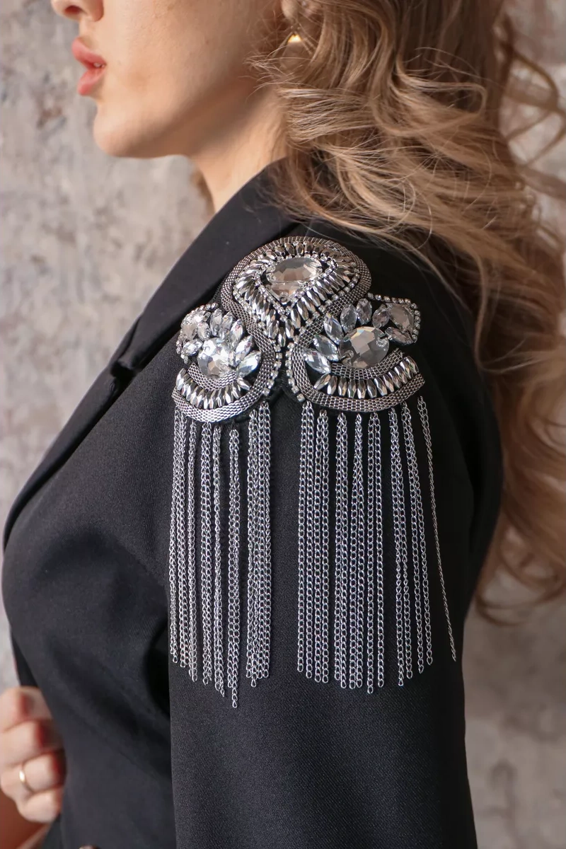 Sweet Night Omuz Askıları 2'li, Zincirli Broşlar 215524413 Siyah