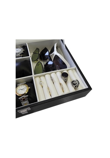 Chavin 9 Lu Ahşap Deri Cam Saat Gözlük Ve Mücevher Kutusu St9-26