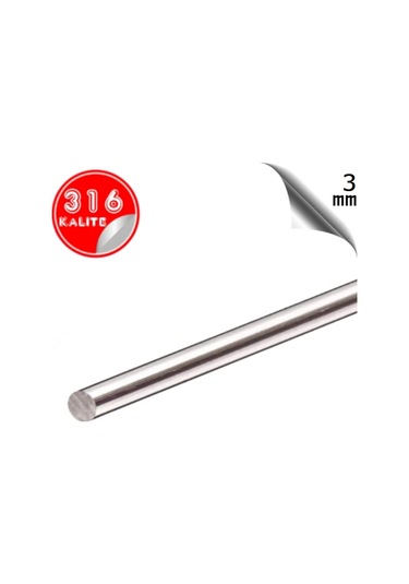 Paslanmaz Çelik Ø3mm Çubuk Mil 316 Kalite 1 Metre