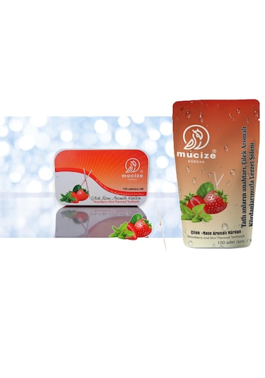 Mucize 2"li Set Çilek Nane Aromalı Kürdan Metal Kutu+ Doypak