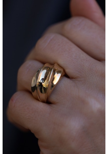 Yenigün Kuyumculuk 14 Ayar Altın Geniş Bombeli Şerit Yüzük Yzk25695