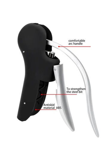 Atay Garage Tirbuşon Profesyonel Dökme Demir Şarap Ve Şampanya Mantar Açacağı Güvenli Tutuşlu Siyah