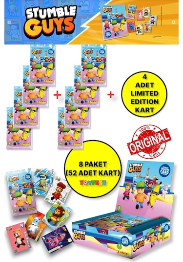 Panini Stumble Guys Koleksiyon Kartları - Çoklu Set - 8 Paket 48 Adet Kart + 4 Limited Edition Kart