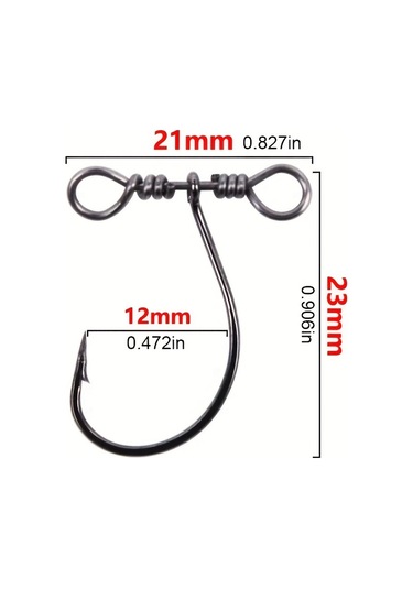 20 Parça Yumuşak Solucan Balıkçılık Kancası - Çift Delikli Dönerli Siyah Kanca