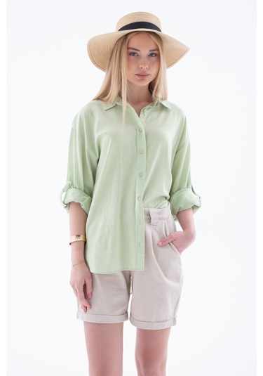 Fashion Friends Bayan Gömlek 25y0051k1 Yeşil Yeşil