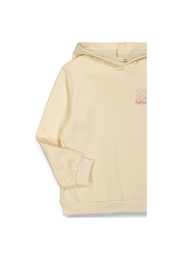 Kız Çocuk Orta Kalınlıkta Basic Sweatshirt Ekru