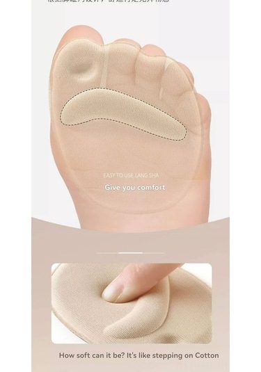 Hangfox Bayan Ön Ayak Ağrısı Önleyici Süper Yumuşak Yarım Numara Ayaklık, Ayakkabı Büyüklüğünü Ayarlama Aleti Siyah Ve Bej, 2 Çift