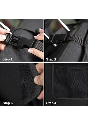 Shineyee Araç Bagajı Organizer Çantası - Çok Fonksiyonlu Sırtlık Askılı Depolama Filesi Siyah