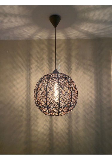 Efect Home Design Bohem,ahşap,jüt,hasır,modern,doğal Sarkıt Avize Hasır/siyah