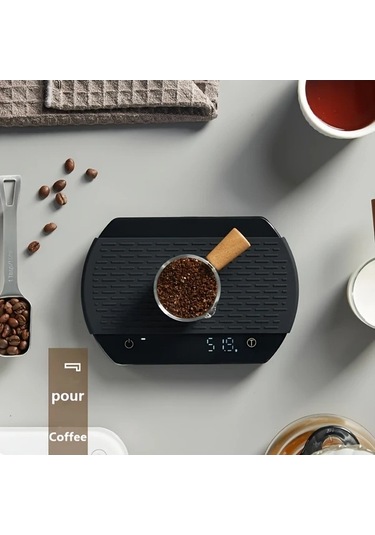 Fastbuy Wangxi 1 Adet Siyah Mat Kahve Elektronik Tartı Zamanlayıcı 3kg 0.3g Usb Şarjlı Akıllı Mutfak Tartısı Siyah