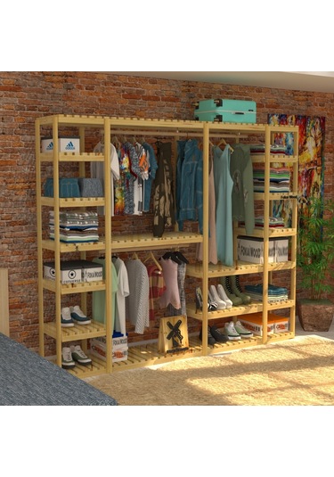 Glória - Açık Ahşap El Yapımı Gardırop