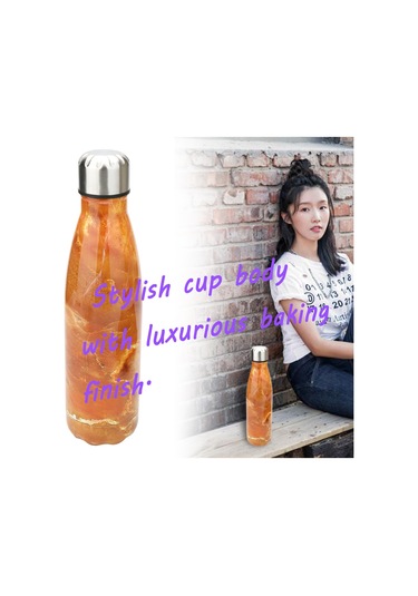 Shineyee Stok Gümüşi Su İçme Kuşağı 500ml, 24 Saat Soğuk/12 Saat Sıcak Saklama, Doğa Desenli, Spor Ve Dışarıda Kullanıma Uygun, Agate Sarısı