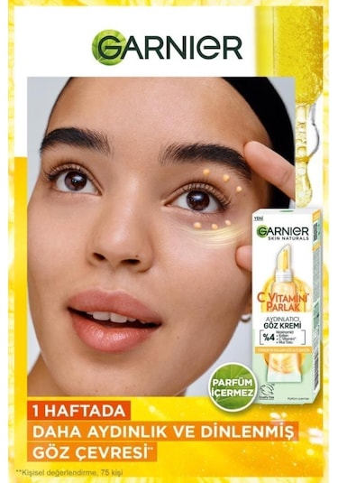 Garnier C Vitamini Parlak Aydınlatıcı Göz Kremi 15 ML + C Vitamini Parlak Günlük Aydınlatıcı Krem 50 ML