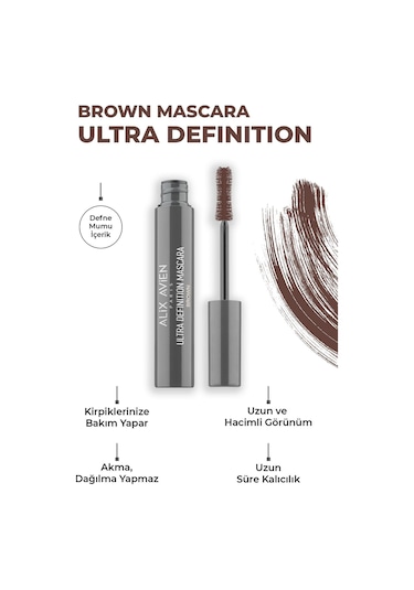 Alix Avien Dolgun Kirpik Kıvrım Ve Hacim Verici Kalıcı Etkili Kahverengi Maskara-ultra Definiton Mascara Brown