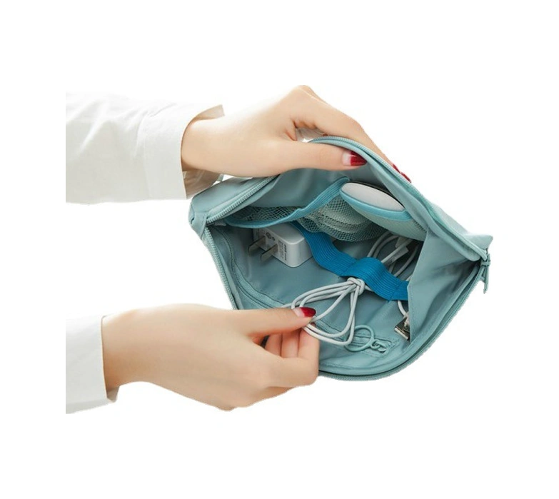 Monyee Seyahat Elektronik Aletleri Depolama Çantası - Su Geçirmez Büyük Kapasite - Şarj Cihazı, Kablolar, Kulaklık İçin Organize Edici Bej, 21x14x3cm