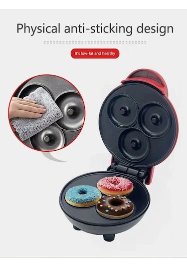 Mocatt 3 Delikli Donut Yapma Makinesi, Gıda İşleme Makinesi, Kahvaltı, Pişirme, Red 1