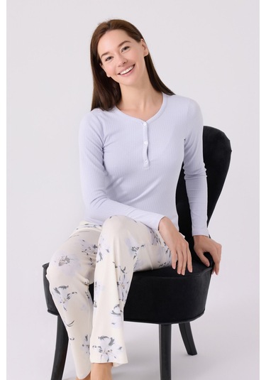 Pierre Cardin Kadın Mavi Pijama Takımı Pc8884-s-v1 Mavi