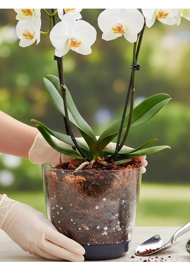 Saburg Orkide Saksısı Çiçek Saksısı Şeffaf 1,5 Litre Set 74784764