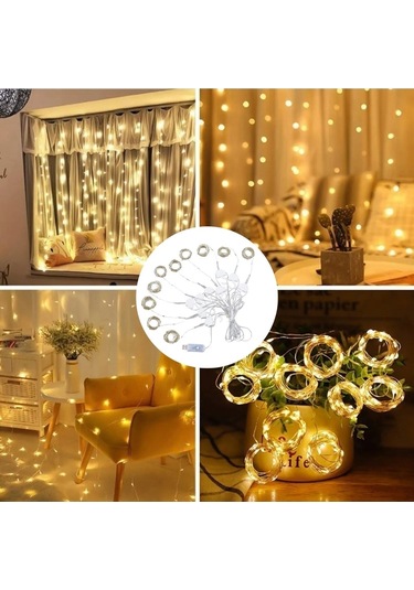 Buffer Uzaktan Kumandalı Led Perdeye Takılabilen Kancalı Işık Usb 3x3 Metre Peri Perde Led Gün Işığı