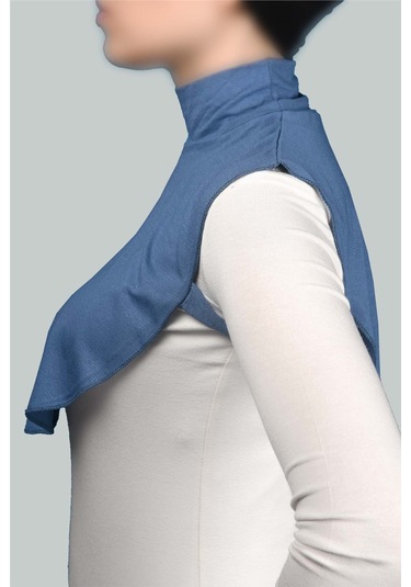 Altobeh Düz Balıkçı Yaka Boğazlı Penye Tesettür Kadın Yakalık Boyunluk -  Açık Kot