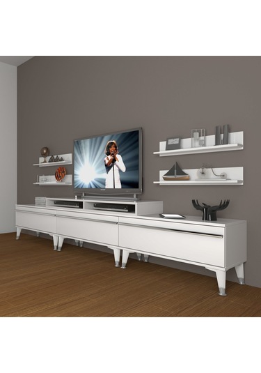 Decoraktiv Ekoflex 270r Mdf Silver Tv Ünitesi Tv Sehpası Beyaz