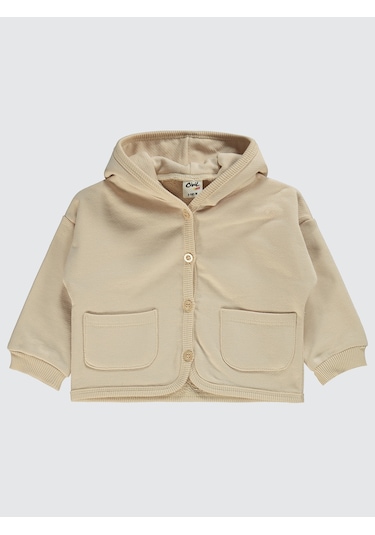 Civil Baby Kız Bebek Kapüşonlu Hırka 6-18 Ay Bej Bej
