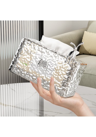 Mufunye Ev Ve Ofis Kullanıma Uygun Şeffaf Buz Desenli Plastik Mendil Kutusu - Pratik Depolama Ve Kolay Erişim