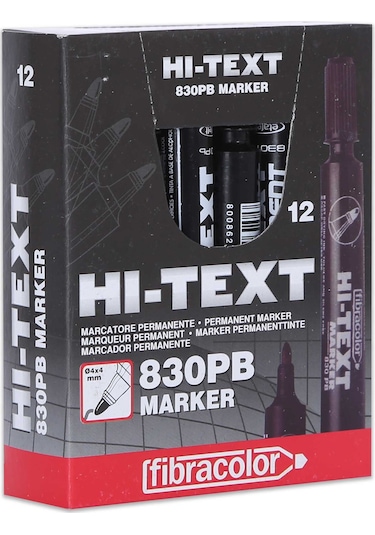 Hi-Text 830PB Yuvarlak Uçlu Siyah Koli Kalemi 12 Adet