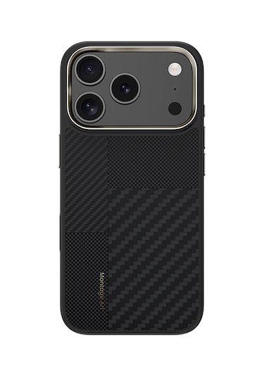Iphone Uyumlu 17 Pro Max Kılıf M-safe Şarjlı Karbon Fiber Benks Montage Hybrid Armorpro Kevlar Kapak Siyah