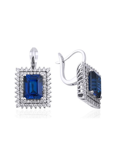 7.90 Karat Safir Pırlanta Küpe
