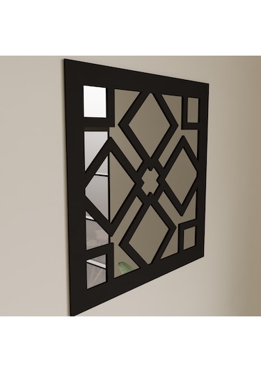 Dekoratif Pleksi Aynalı Ahşap Duvar Süsü Siyah