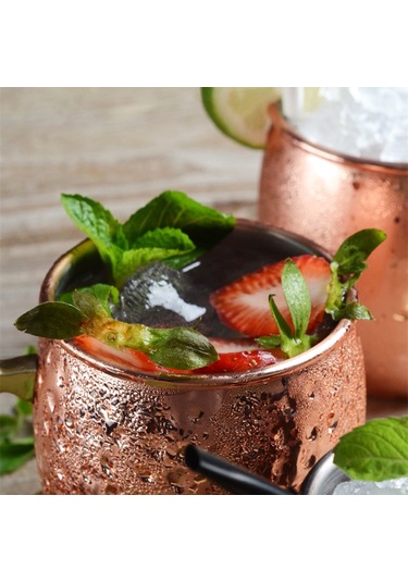 Kosona 530ml Paslanmaz Çelik Gümüş Mavi Yassı Yüzeyli Moskova Mül Espresso Bardağı Kokteyl Bardağı İçecek Bardağı