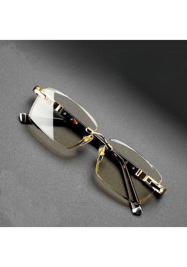 Geeroyoo Otomatik Dereceli Erkek Okuma Gözlüğü - Ptq Marka Tam Çerçeve, Kahverengi, +100 Derece