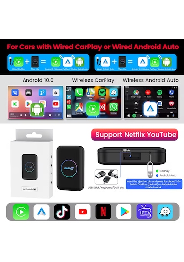 Tbox Lite S Carplay 4gb+32gb Android Auto Youtube Video Netflix