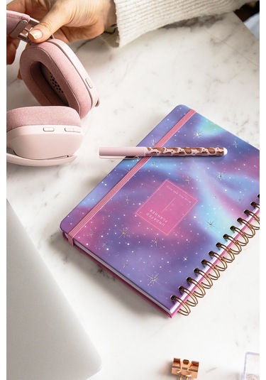 A5 Spiralli Süresiz Renkli Planlayıcı Ajanda Motivasyon Sayfalı Galaksi Galaksi