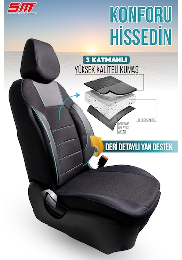 Era Serisi Universal Oto Koltuk Kılıfı Siyah-mavi
