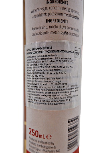 Acetum Beyaz Balsamik Sirkesi 250 ML