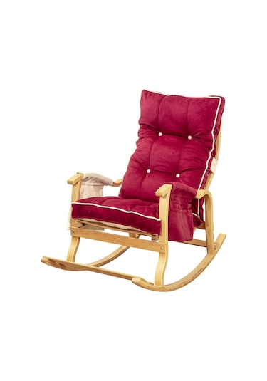 Evoke Lüx Ahşap Çift Minderli Çift Cepli Sallanan Sandalye Fuşya-krem Fuşya - Krem