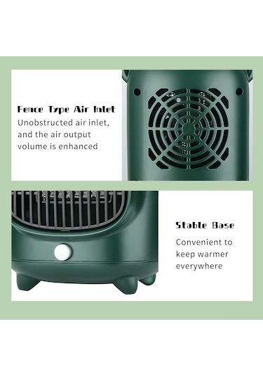 Symbee Yeşil Mini Ofis/ev Isıtıcı - 500w Hızlı Isı, Sessiz Çalışma, Ateş Engelleme Abs Kasa, Avrupa Standartı Filtre