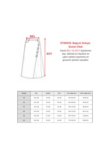 Bağcık Detaylı Denim Etek- Açık Füme Çok Renkli