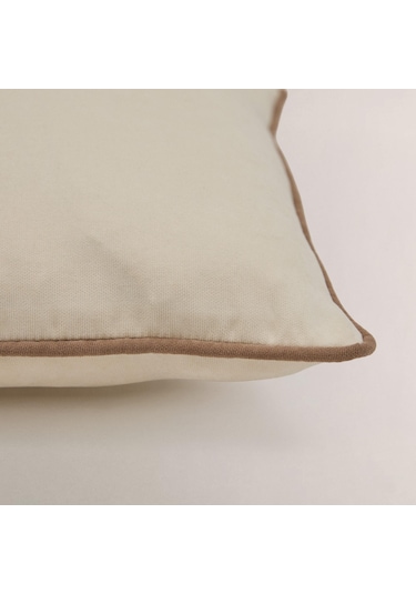 Efe Biye Detaylı Düz Kırlent Kılıfı Ekru