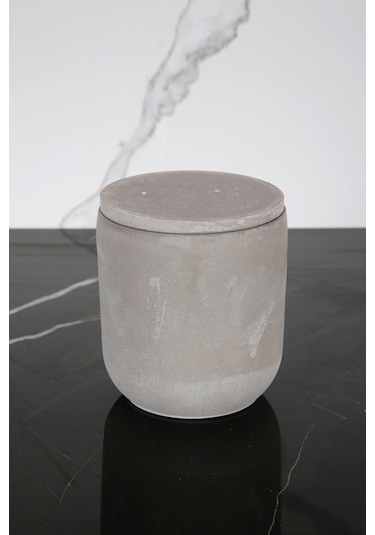 Mermer Desenli Beton Pamukluk Kapaklı Kutu Dekoratif Kutu Beton Gri