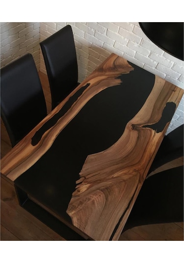 Epoxy Ahşap Masa Epoksi Dolgulu Masa Siyah Epoksi Masa