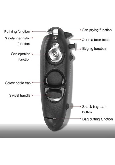 Ağır Hizmet Konserve Açacağı Manuel Kavanoz Kapağı Sökücü Yumuşak Dokunuşlu Saplı Keskin Bıçak Düz Kenarlı Çok Fonksiyonlu Şişe Açacağı Gri