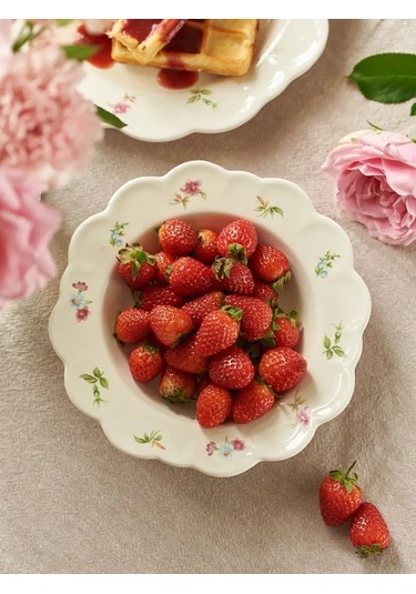 Roomi Çiçek Desenli 19,5 Cm Yemek Tabakı 220 Ml 168299148 Beyaz